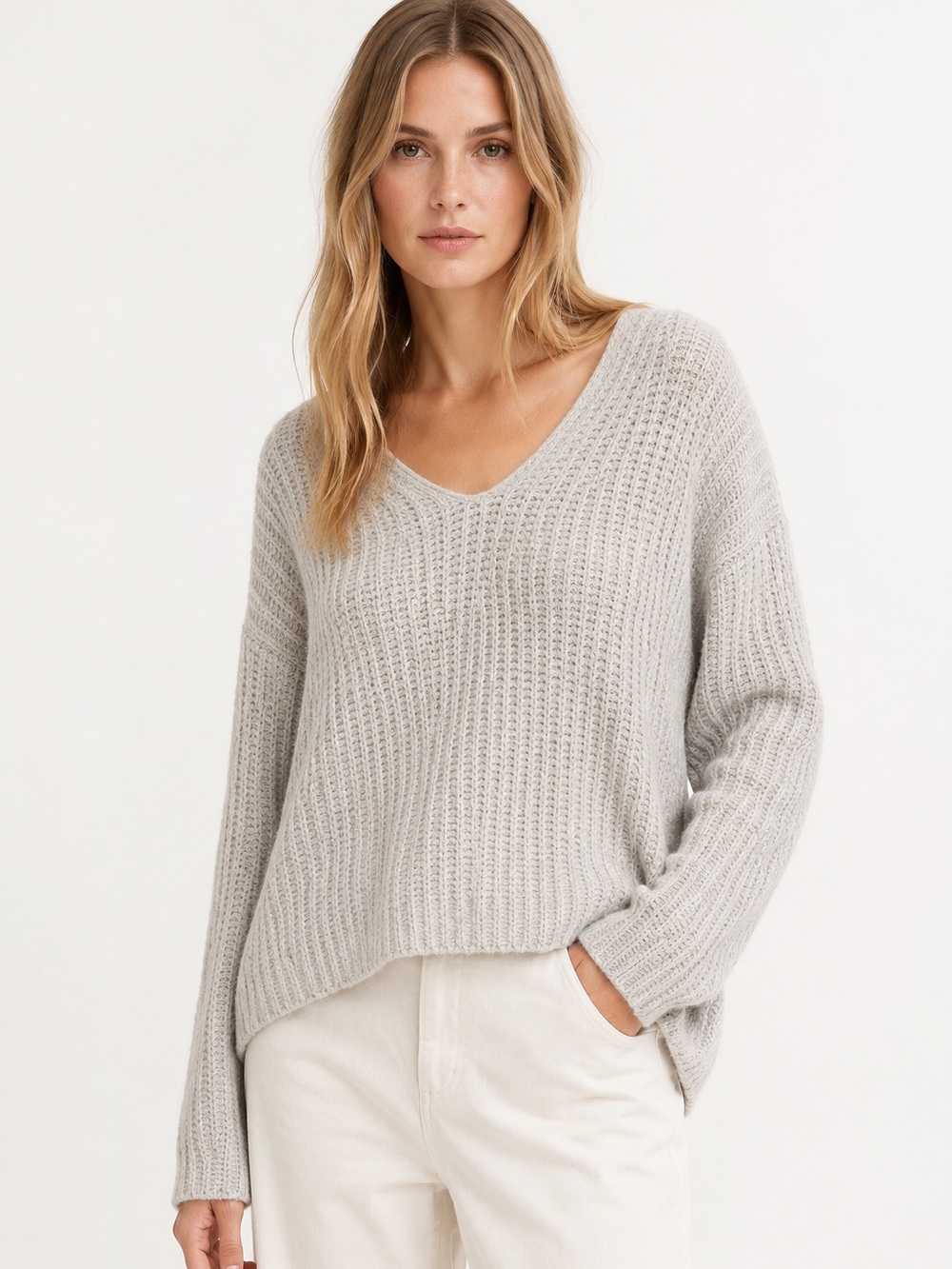 Vince 80% Cashmere Waffle Knit Sweater Beige Oatmeal Relaxed Size M